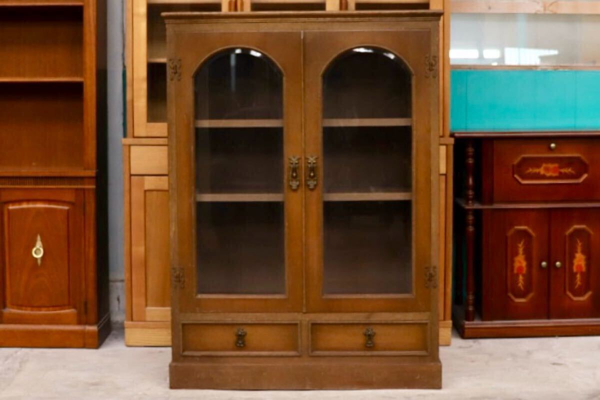 GMHK876○神戸洋家具 アンティーク キャビネット 本棚 飾り棚 食器棚 収納棚 書棚 古民家 クラシック