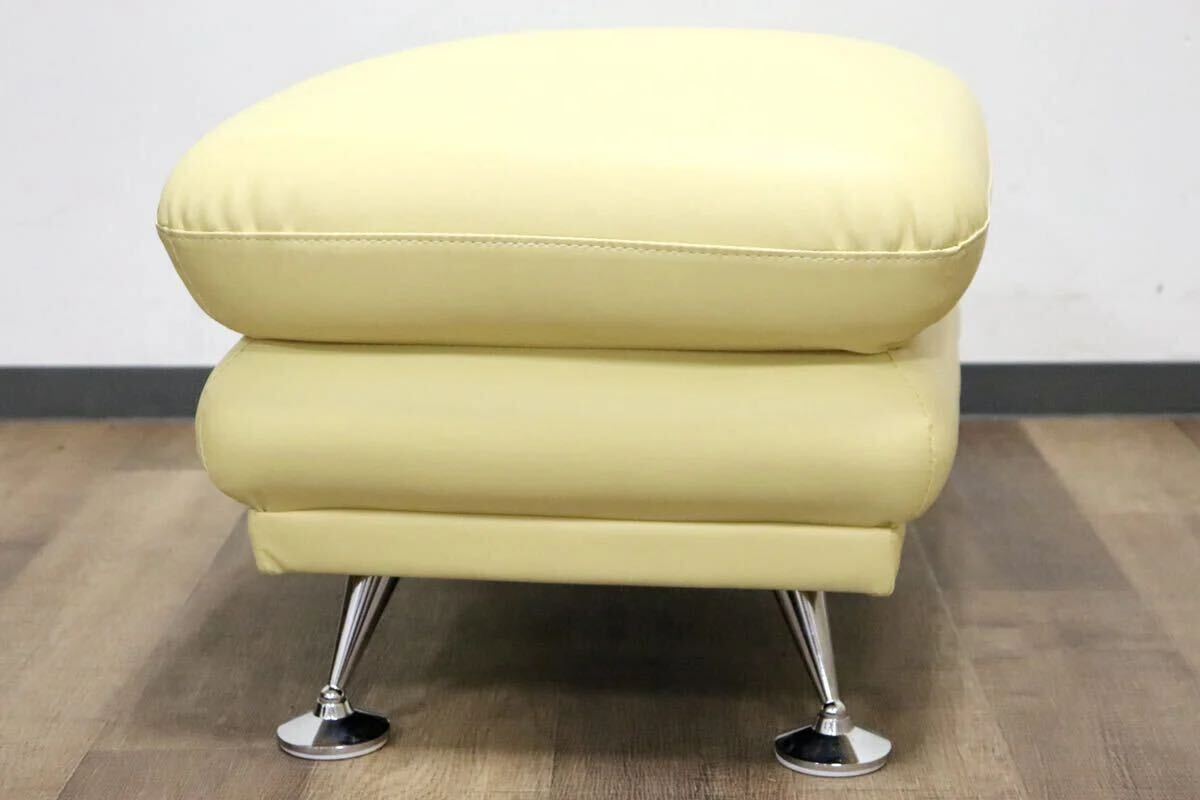 GMHN50B○関家具 スイート オットマン フットスツール 腰掛け スチールレッグ 合皮 ソフトレザー クリームイエロー モダン 展示品