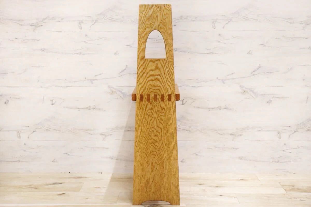 GMFK413○工房家具 椅子 花台 飾り台 腰掛け 楢材 無垢材 木製 飾り台 オブジェ 展示品