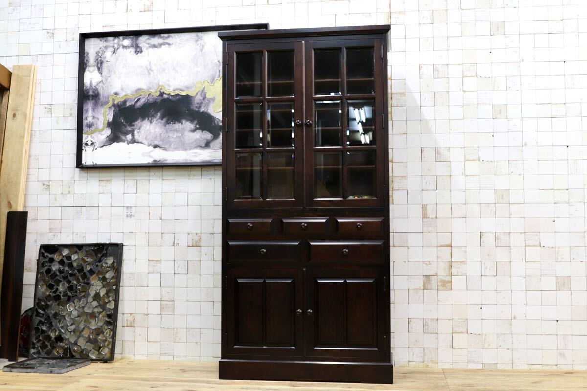 GMIS321○北海道民芸家具 食器棚 飾り棚 キャビネット 水屋棚 キッチンボード 飛騨産業 和モダン 和家具 レトロ