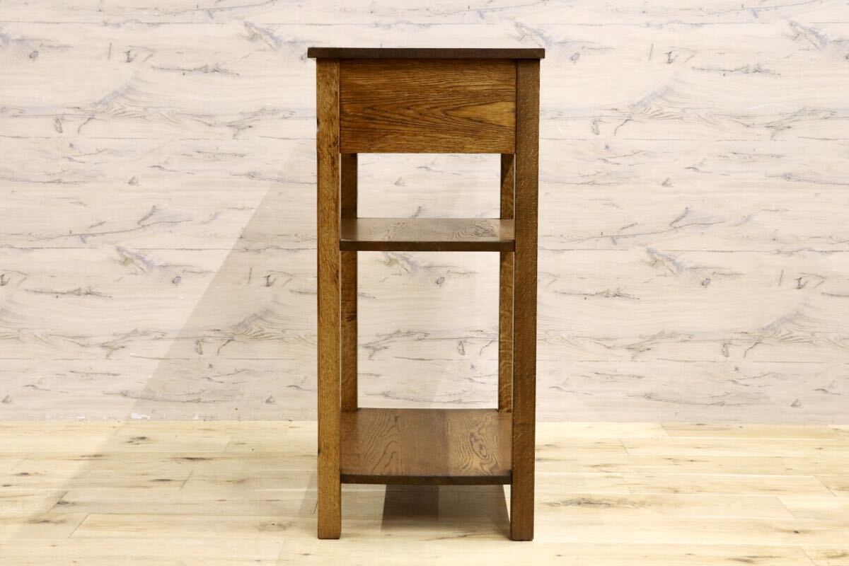 GMIK667○神戸家具 洋家具 サイドテーブル ナイトテーブル 引き出し収納 オープンラック 飾り棚 アンティーク調 クラシック 無垢材