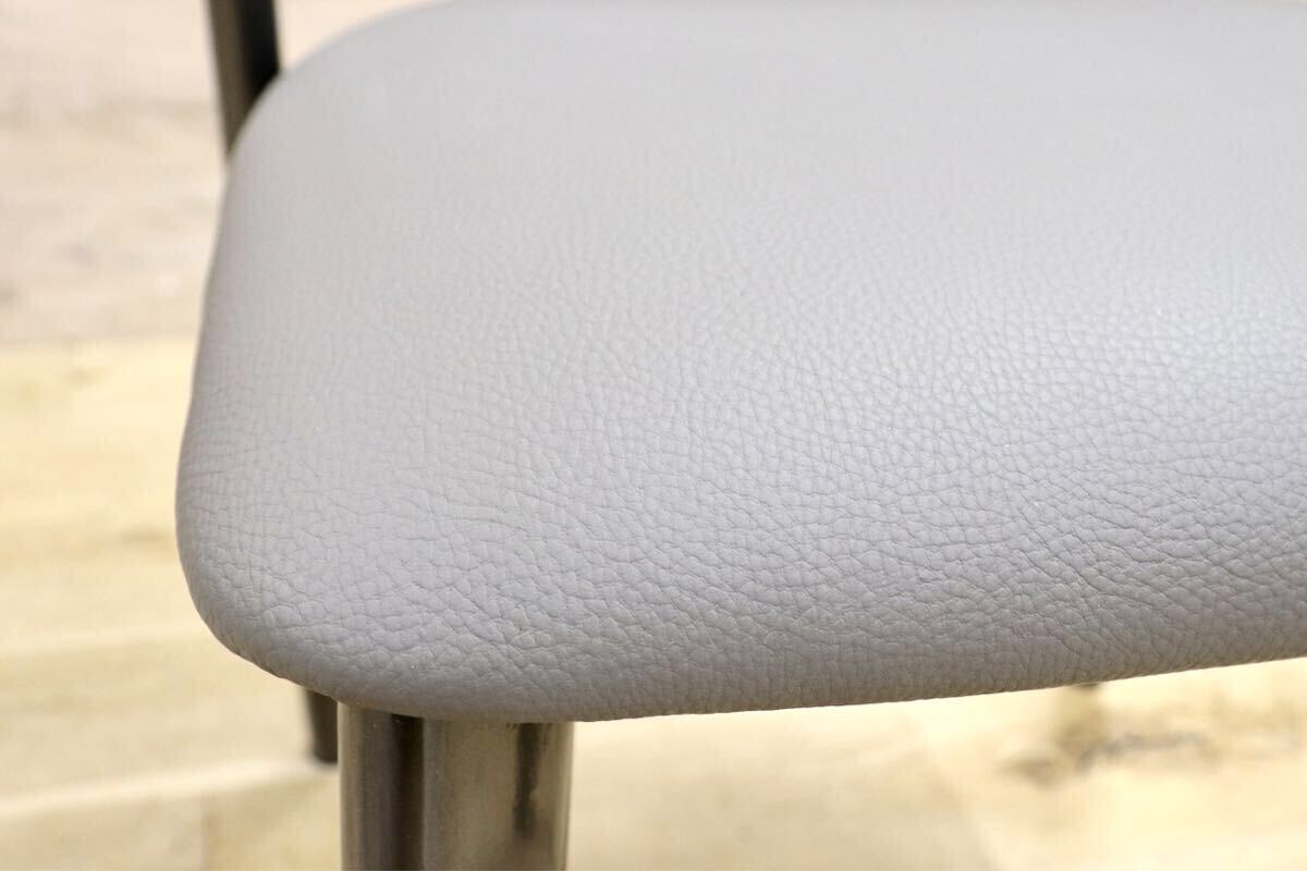 GMIS334E○モダン ダイニングチェア アームレスチェア 椅子 食卓椅子 レザー グレー シンプル スタイリッシュ インテリア 展示品