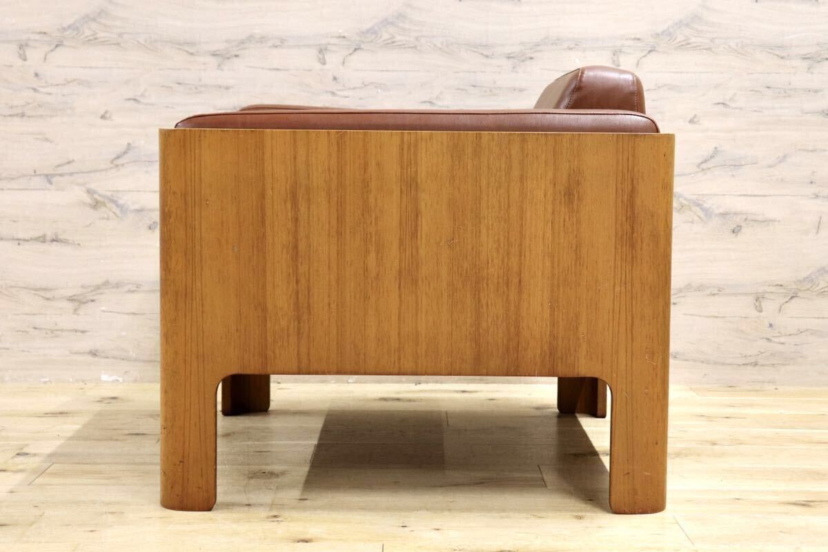 GMIK654C○天童木工 / Tendo HACO ハコ チーク材 ジャパニーズモダン ヴィンテージ 1人掛けソファ シングルソファ 合皮 剣持勇 稀少