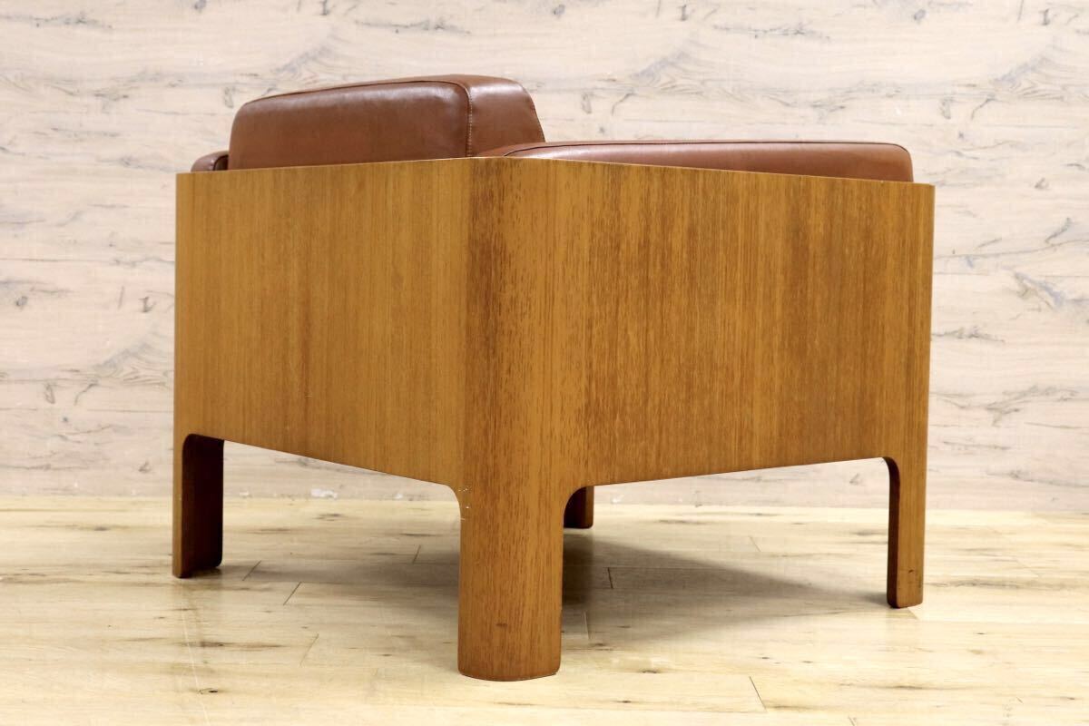 GMIK654C○天童木工 / Tendo HACO ハコ チーク材 ジャパニーズモダン ヴィンテージ 1人掛けソファ シングルソファ 合皮 剣持勇 稀少