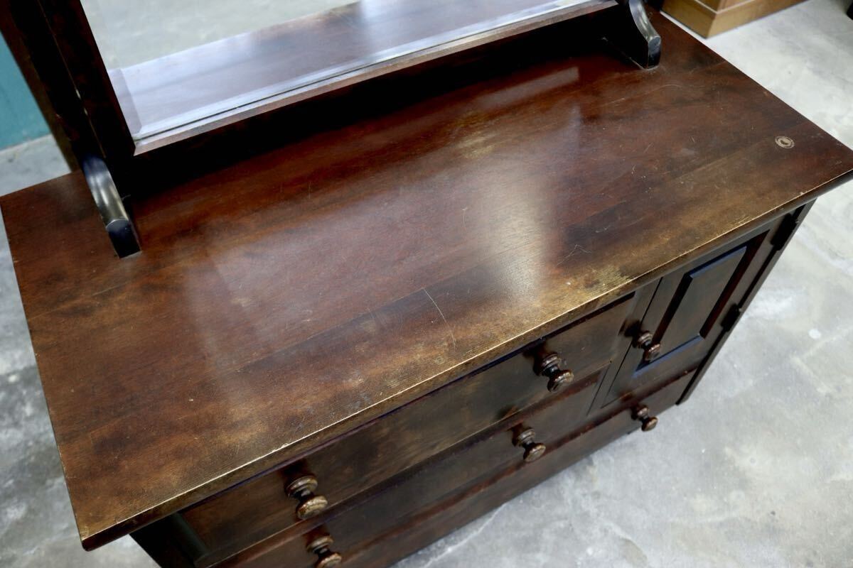 GMIH279○北海民芸家具 鏡台 化粧台 ドレッサー チェスト 整理箪笥 樺材 民藝 アンティーク 和家具 和モダン レトロ 古民家 国産家具