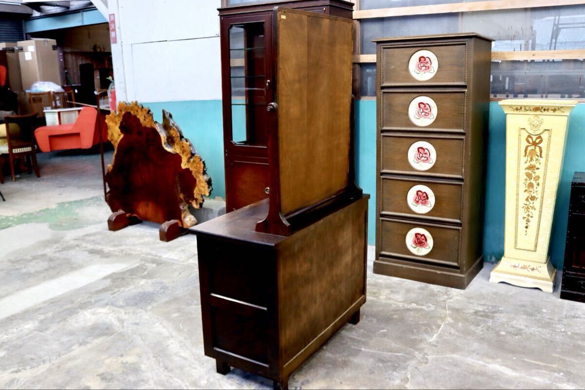 GMIH279○北海民芸家具 鏡台 化粧台 ドレッサー チェスト 整理箪笥 樺材 民藝 アンティーク 和家具 和モダン レトロ 古民家 国産家具