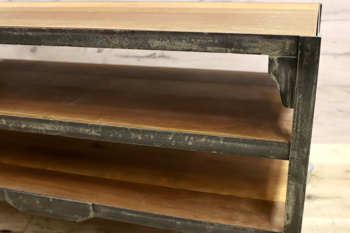 GMIK767B○unico / ウニコ LUMUER ランバー オープンシェルフ ラック キャスターラック テレビボード ローボード インダストリアル 廃番