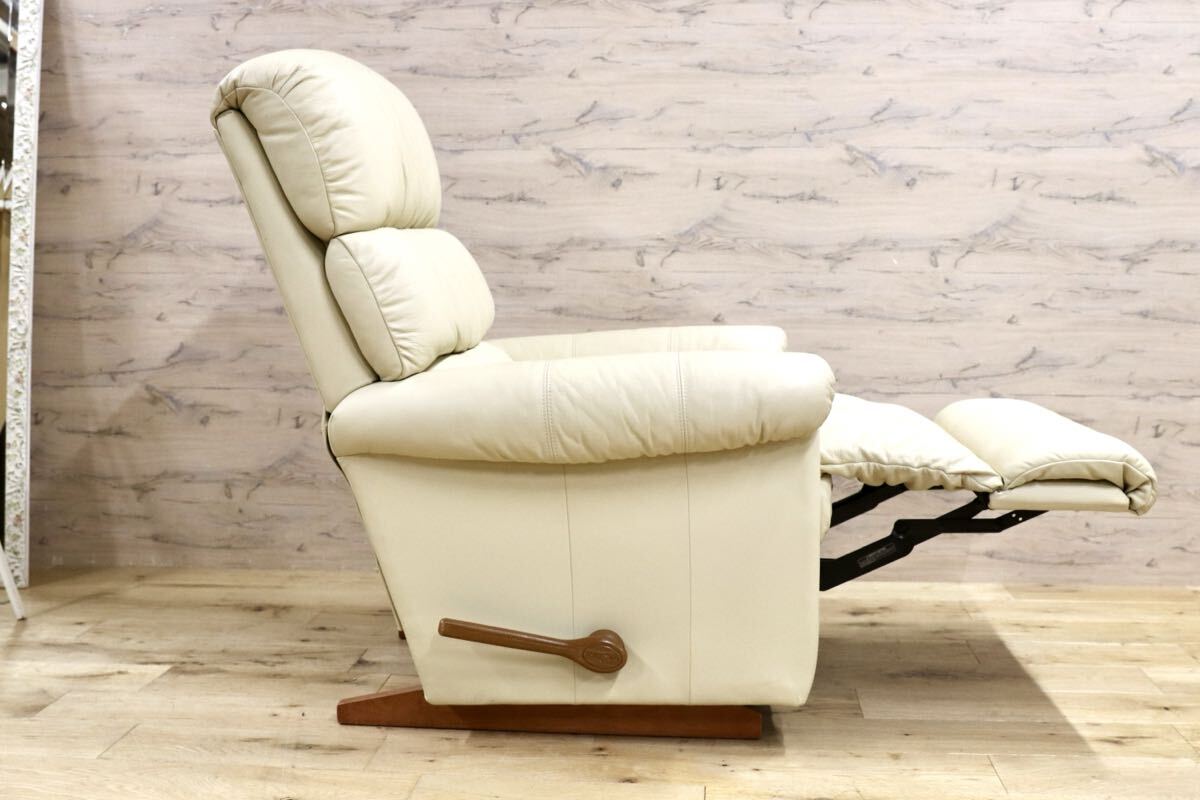 GMIS420○La-Z-Boy / レイジーボーイ リクライニングチェア 1人掛けソファ シングルソファ 本革 クリーム色 アメリカ 横浜ダニエル取扱い