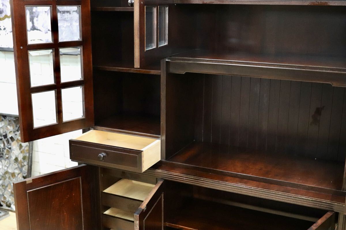 GMIH371○民芸家具 食器棚 キャビネット カップボード リビングボード 和家具 アンティーク 昭和レトロ