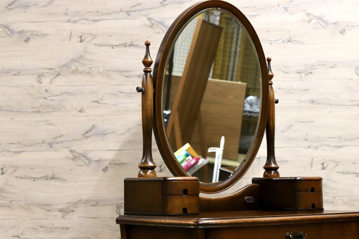 GMIS410○松永工房 カンティーニュ アルバ ドレッサー 鏡台 化粧台 3点セット IDC大塚家具 クラシック エレガント 定価約28万