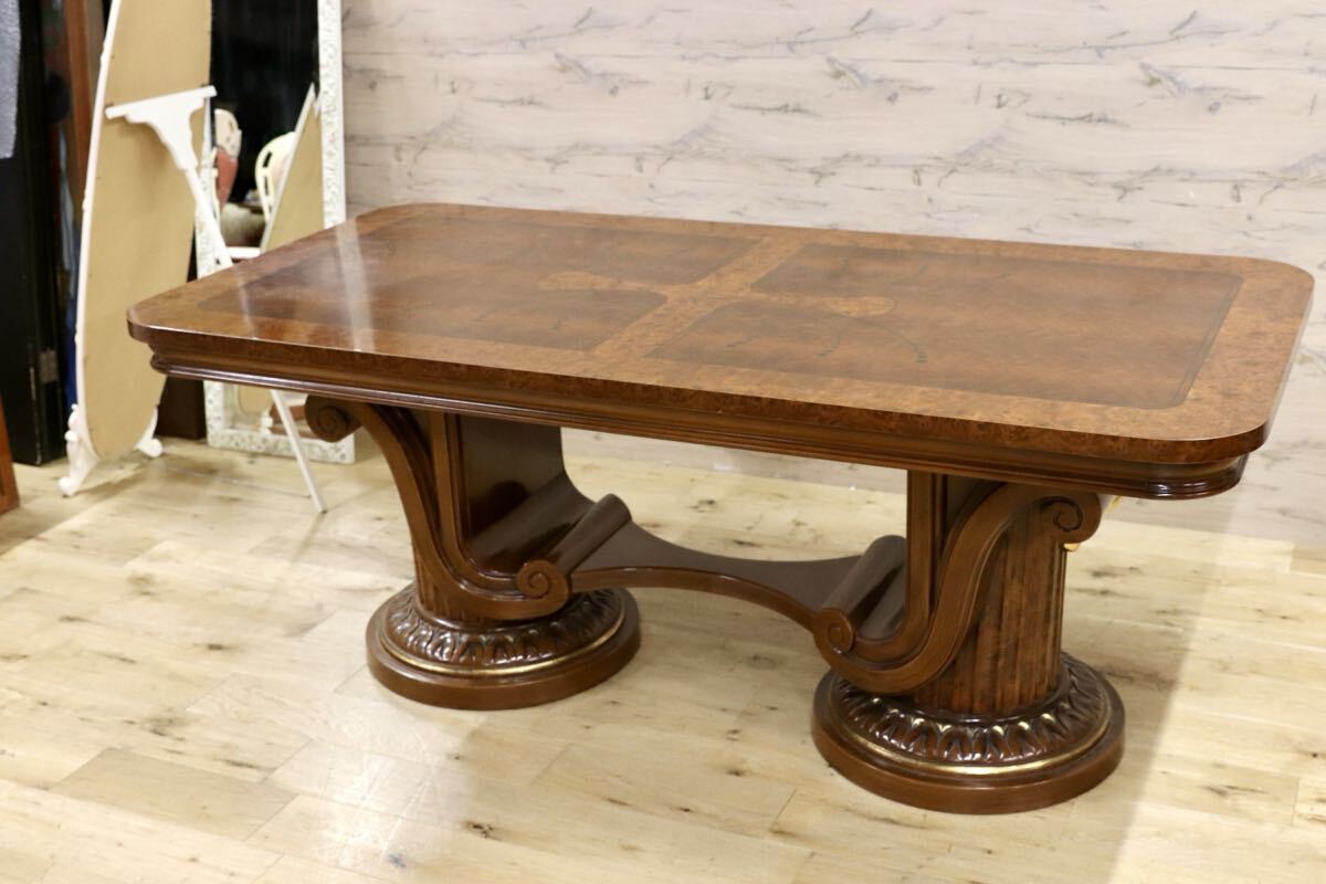 GMIS421○イタリア製 クラシック エレガント ロココ調 ダイニングテーブル 食卓テーブル ヴィンテージ アンティーク