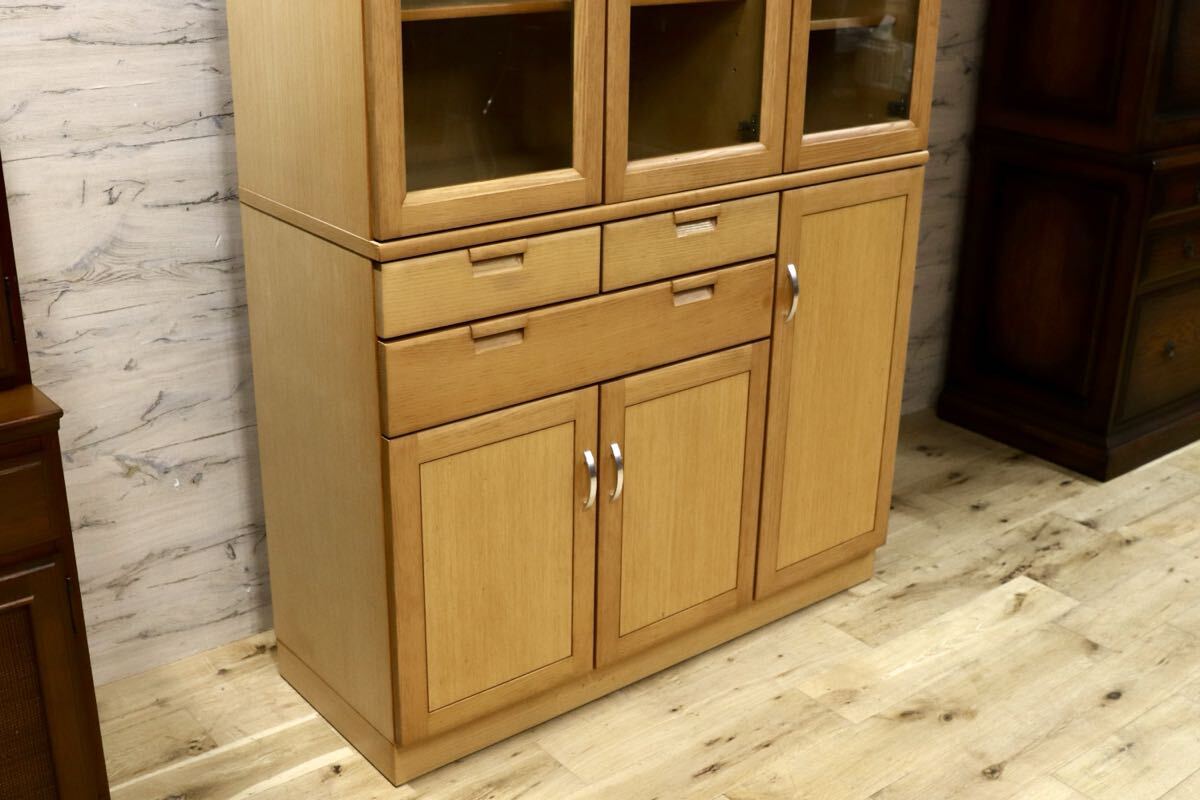GMIK198○karimoku / カリモク 食器棚 キャビネット 水屋棚 カップボード タモ材 シンプル ナチュラル 国産家具