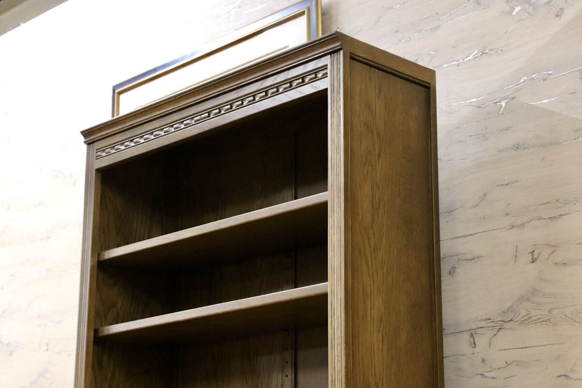 GMIS222○オーク無垢材 英国 イギリスアンティーク調 ブックシェルフ ラック 棚 飾り棚 キャビネット