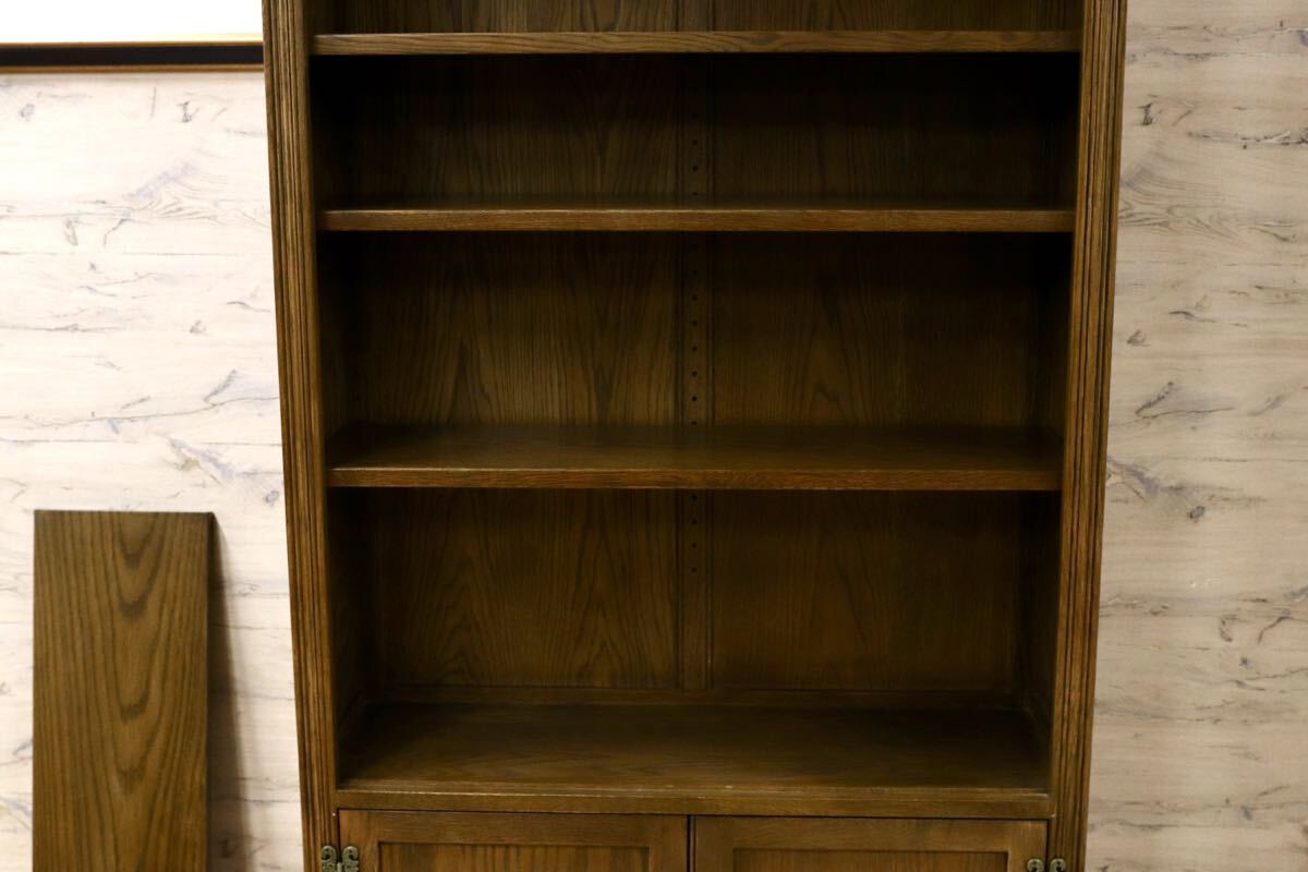 GMIS222○オーク無垢材 英国 イギリスアンティーク調 ブックシェルフ ラック 棚 飾り棚 キャビネット
