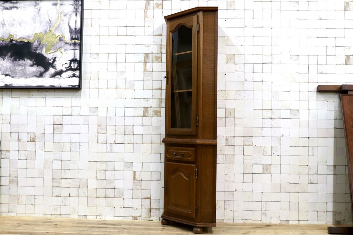 GMHS105○西洋 アンティーク オーク材 コーナーキャビネット 飾り棚 ヴィンテージ