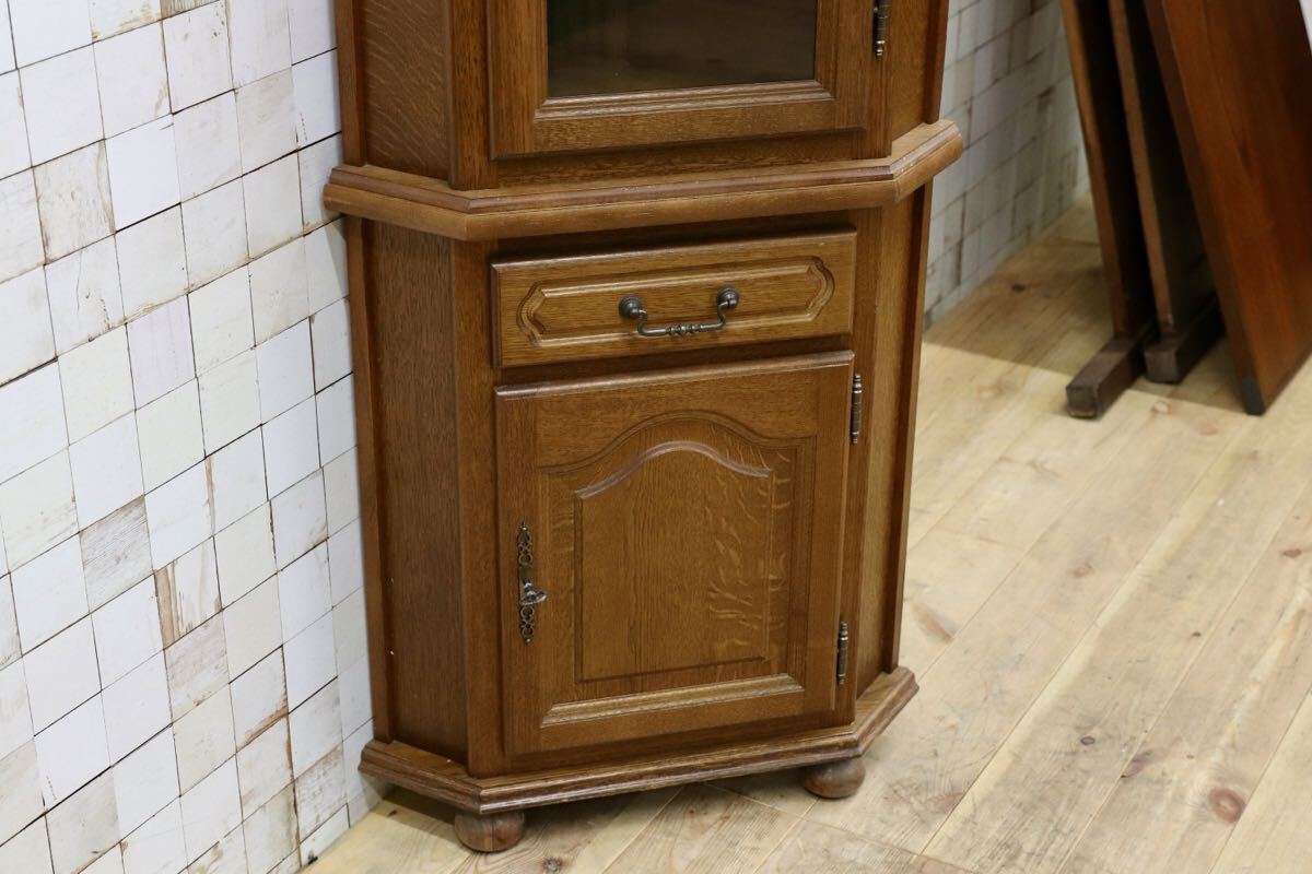 GMHS105○西洋 アンティーク オーク材 コーナーキャビネット 飾り棚 ヴィンテージ