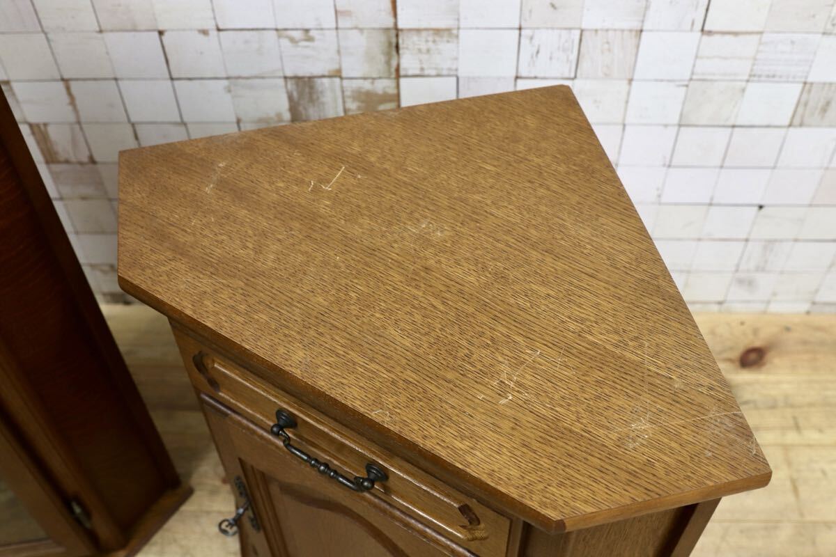 GMHS105○西洋 アンティーク オーク材 コーナーキャビネット 飾り棚 ヴィンテージ