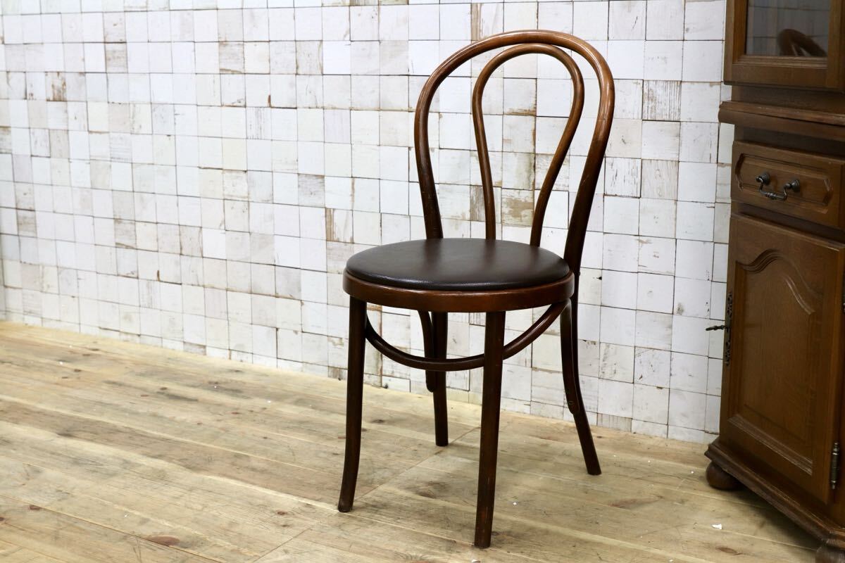 GMIH421I○maruni / マルニ オールド ヴィンテージ ベントウッドチェア ルーマニア製 曲木 アンティーク 合皮 ブナ材 稀少