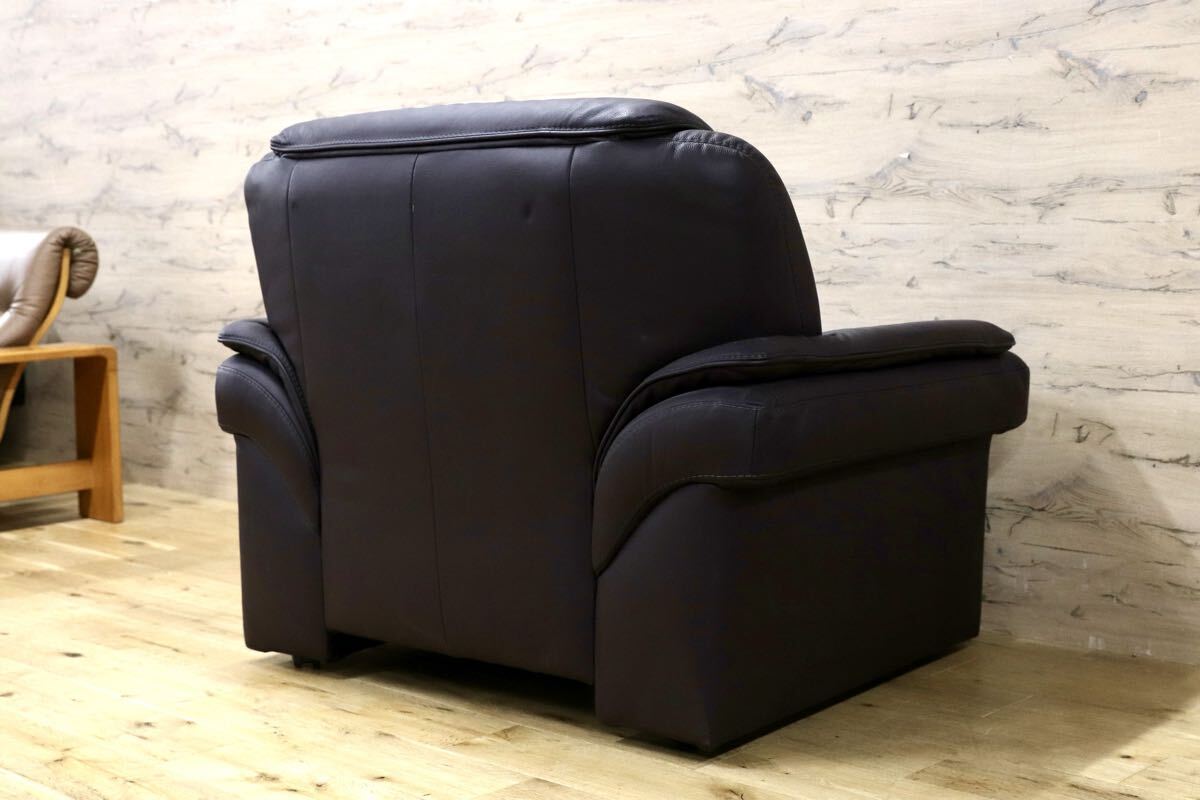 GMIK905A○himolla / ヒモラ パシフィック 1人掛けソファ シングルソファ ダークブラウン 総本革 IDC大塚家具 ドイツ 最高峰 定価約60万
