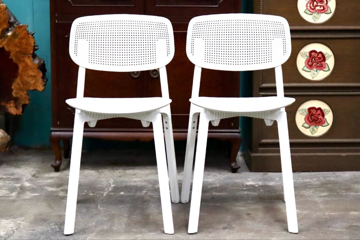 GMIS275H○KRISTALIA / クリスタリア COLANDER ダイニングチェア 椅子 2脚セット スタッキング モダン イタリア 白 展示品 定価約10万