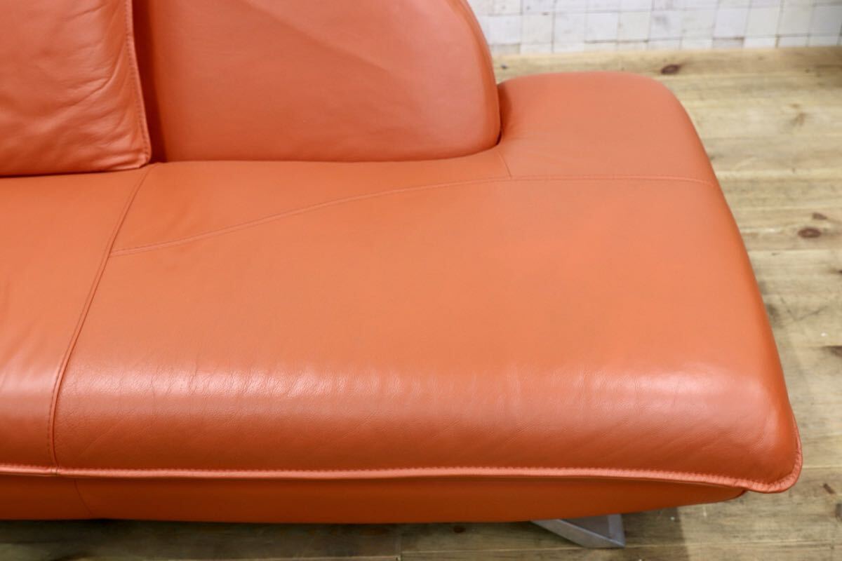 GMJK224○NICOLETTI HOME / ニコレッティホーム SUCCESS サクセス 総本革 カウチソファ オレンジ イタリア製 輸入家具 定価約53万