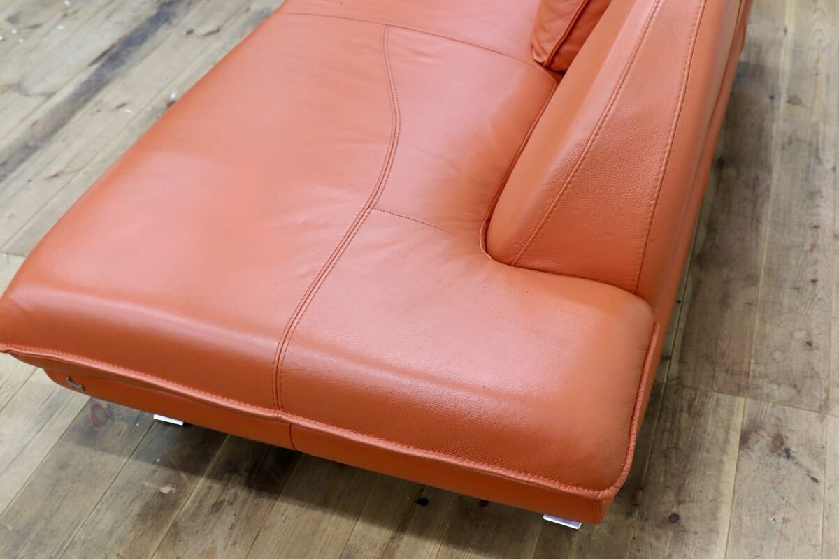 GMJK224○NICOLETTI HOME / ニコレッティホーム SUCCESS サクセス 総本革 カウチソファ オレンジ イタリア製 輸入家具 定価約53万