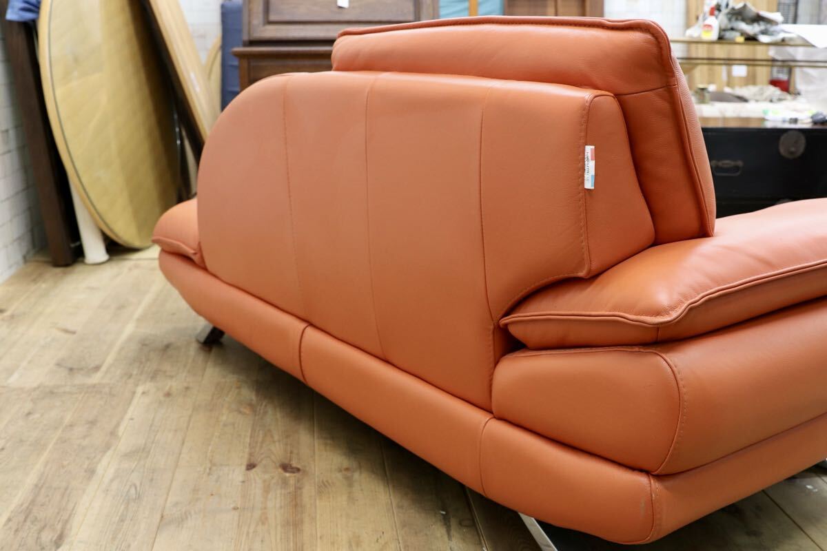 GMJK224○NICOLETTI HOME / ニコレッティホーム SUCCESS サクセス 総本革 カウチソファ オレンジ イタリア製 輸入家具 定価約53万