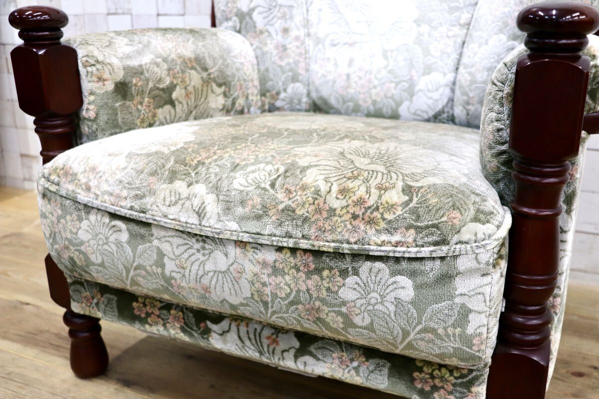GMJS151A○karimoku /カリモク コロニアル UK2600GR シングルソファ アームチェア 花柄 ファブリック 定価約10万