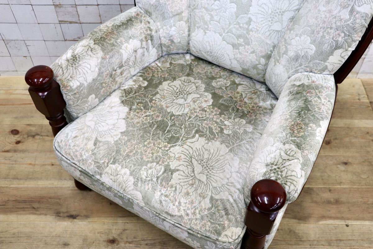 GMJS151B○karimoku /カリモク コロニアル UK2600GR シングルソファ アームチェア 花柄 ファブリック 定価約10万