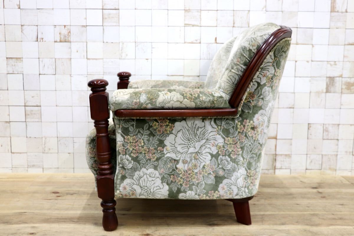 GMJS151B○karimoku /カリモク コロニアル UK2600GR シングルソファ アームチェア 花柄 ファブリック 定価約10万