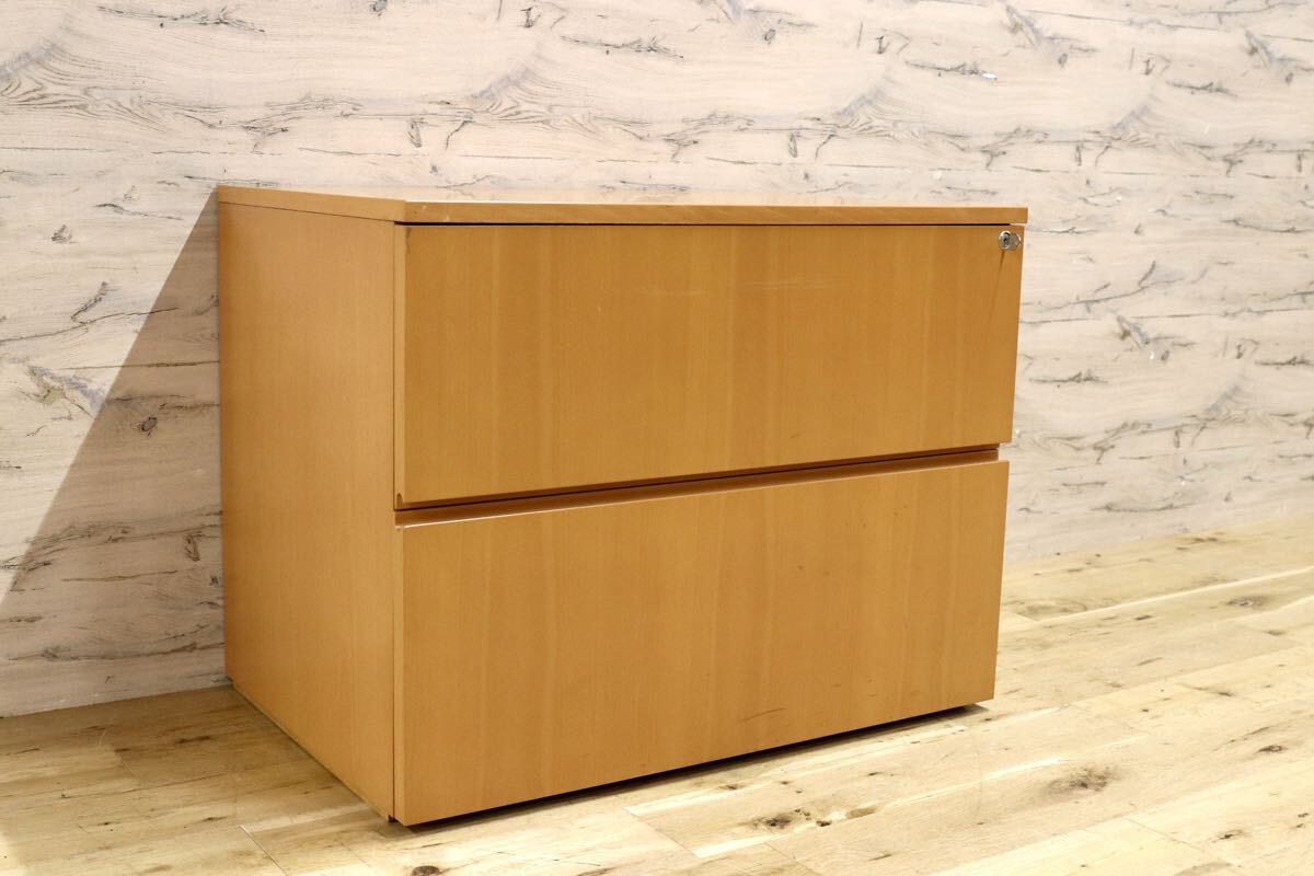 GMJH225D○Herman Miller / ハーマンミラー TSC-F-3-D ビーチ デスクキャビネット ラテラルファイル 二段引き出し オフィス ヴィンテージ