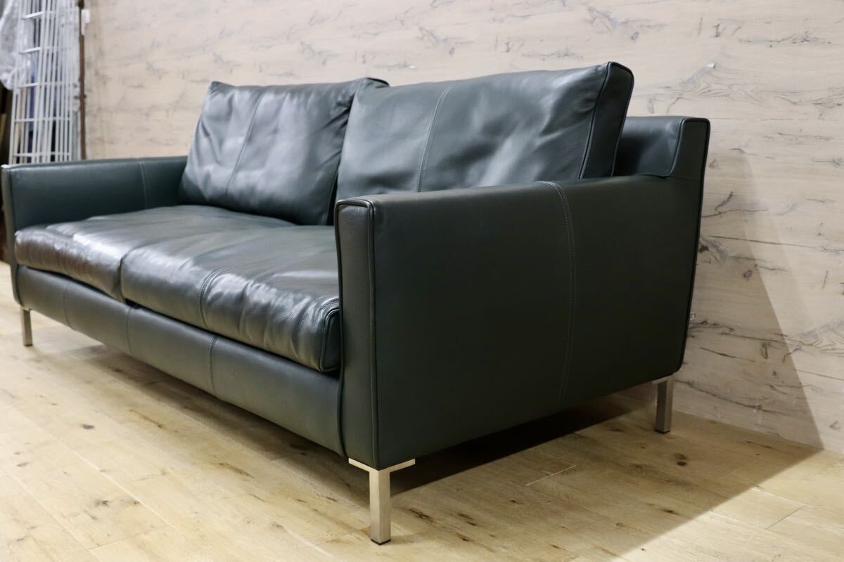 GMJK280○eilersen / アイラーセン ACTUS アクタス STREAMLINE 3人掛けソファ 本革 グリーン デンマーク 北欧モダン 定価約70〜90万円