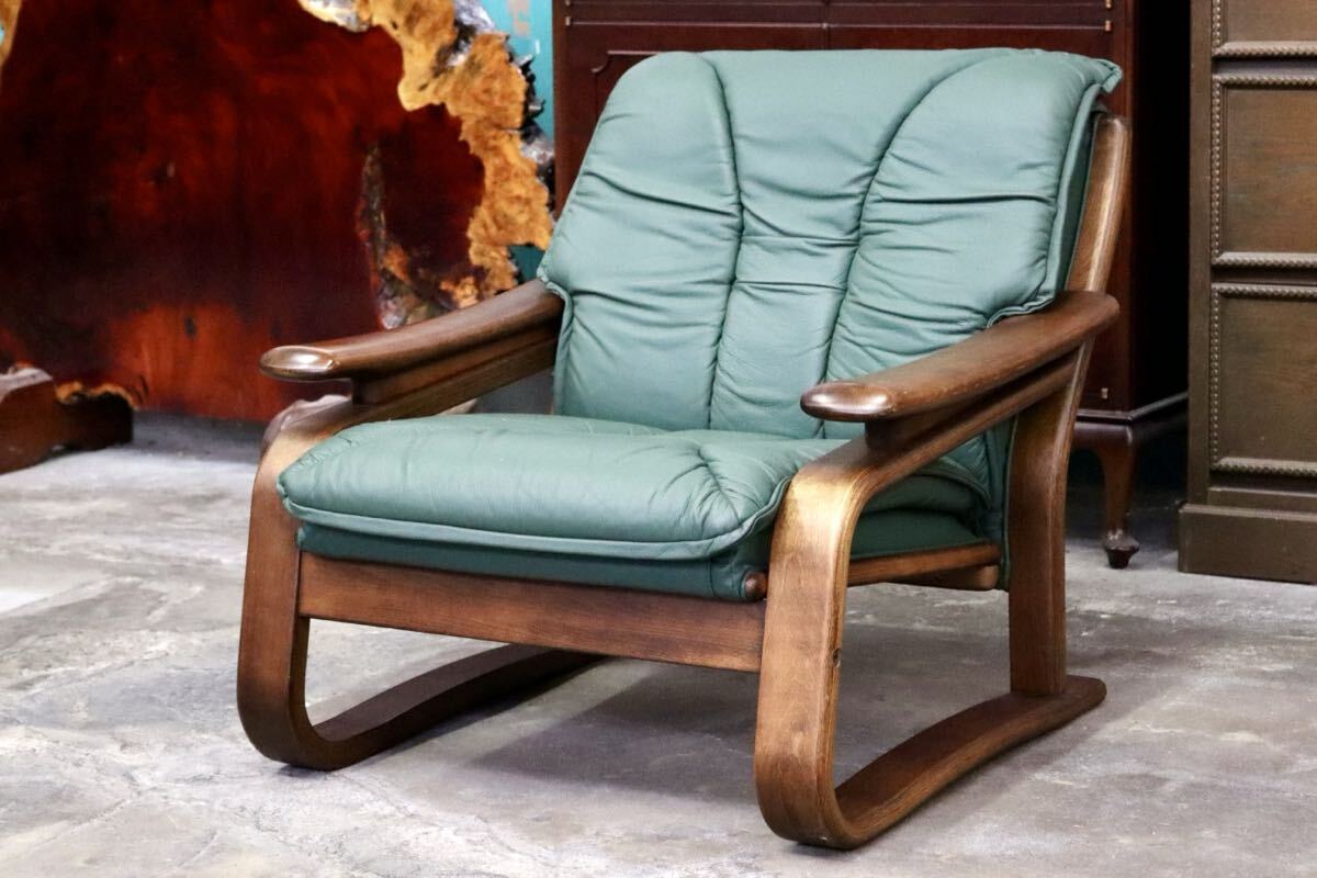 GMJH224A○冨士ファニチア / FUJI FURNITURE 1人掛けソファ シングルソファ 木製 本革 ヴィンテージ クラシック 国産家具