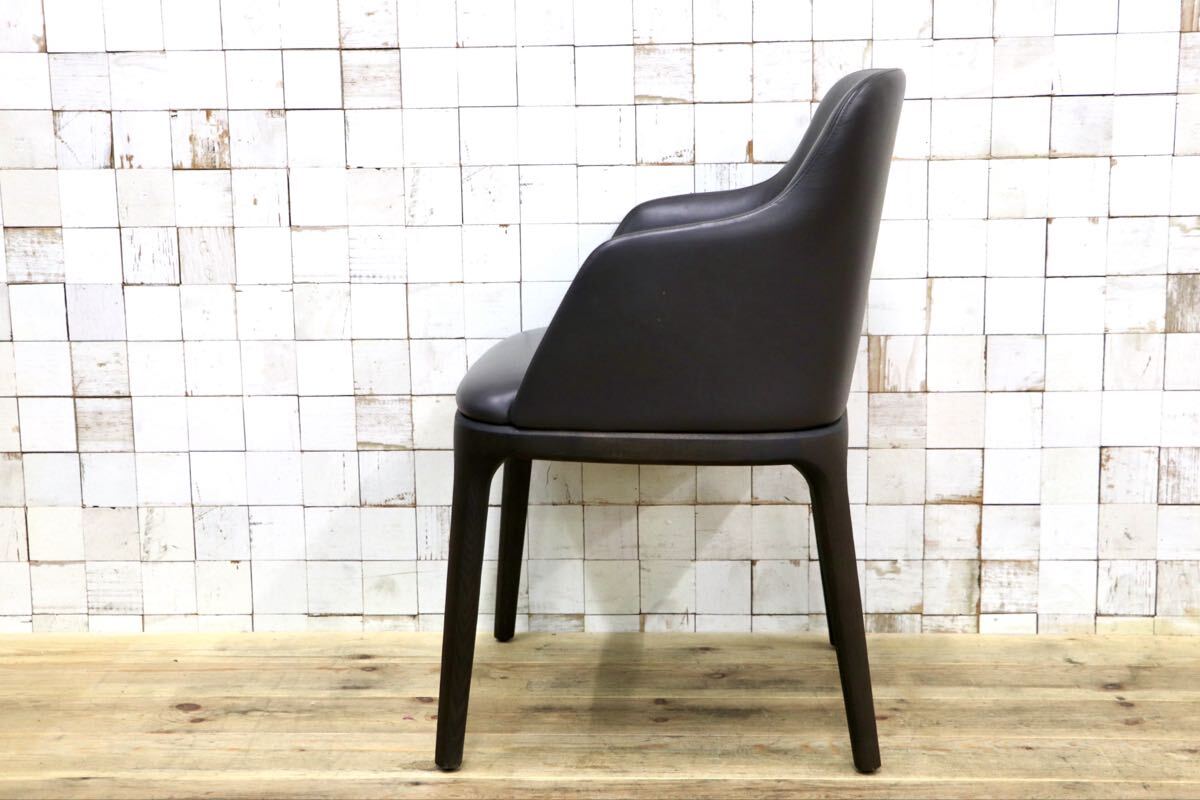 GMJK293E○Poliform / ポリフォーム ACTUS アクタス SOPHIE ソフィー アームチェア ダイニングチェア 椅子 本革 無垢材 イタリア 約35万円