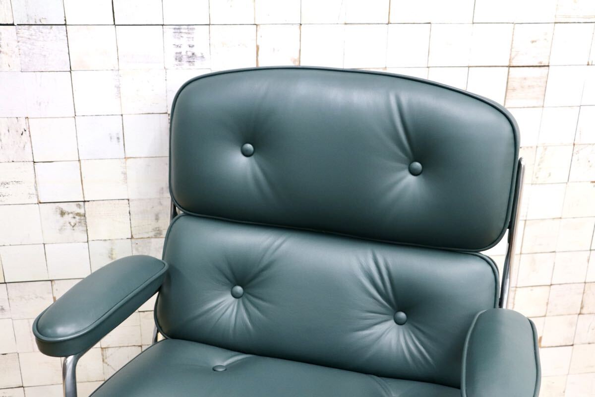 GMJO87Q○Herman Miller / ハーマンミラー イームズ エグゼクティブチェア タイムライフチェア 本革 グリーン チャールズ&レイ 定価約95万
