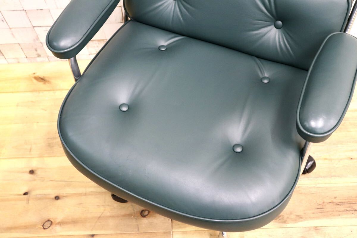 GMJO87Q○Herman Miller / ハーマンミラー イームズ エグゼクティブチェア タイムライフチェア 本革 グリーン チャールズ&レイ 定価約95万