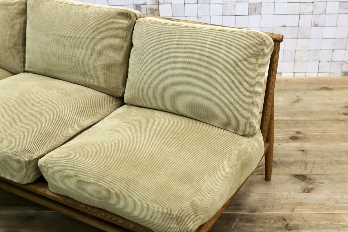 GMJK346○MOMO NATURAL / モモナチュラル CLOUD SOFA クラウド 3人掛けソファ オーク コーデュロイ 北欧 ナチュラル 定価16.3万~18.7万円
