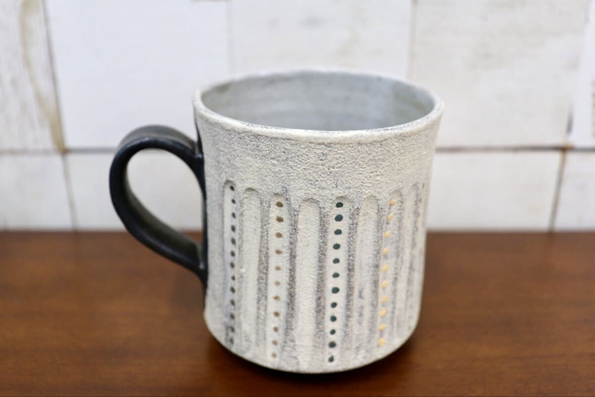 GMJO119H〇市野悟窯 市野哲次 丹波焼 彩色線象嵌 マグカップ 陶器 現代陶芸 作家物