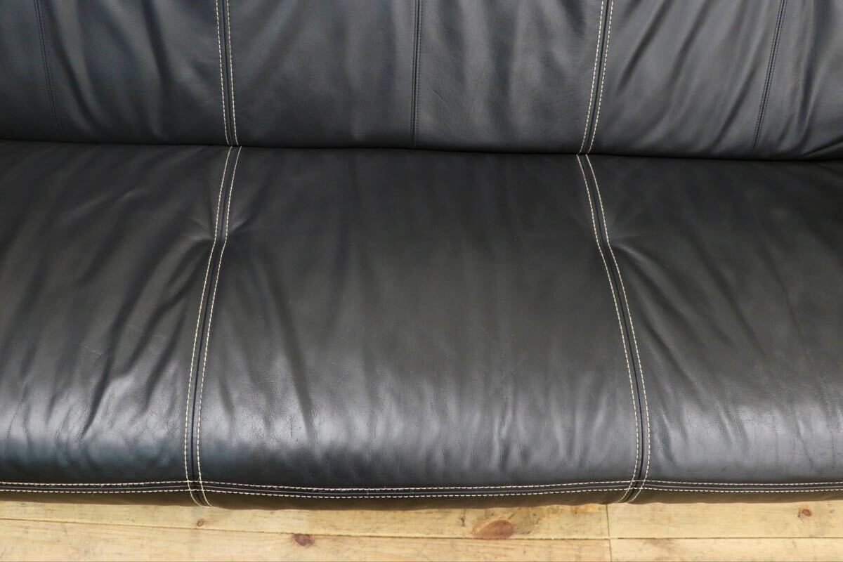 GMJN34〇karimoku / カリモク ZT81 本革 3人掛けソファ ハイバック ブラック レザー モダン 国産家具 定価約35万