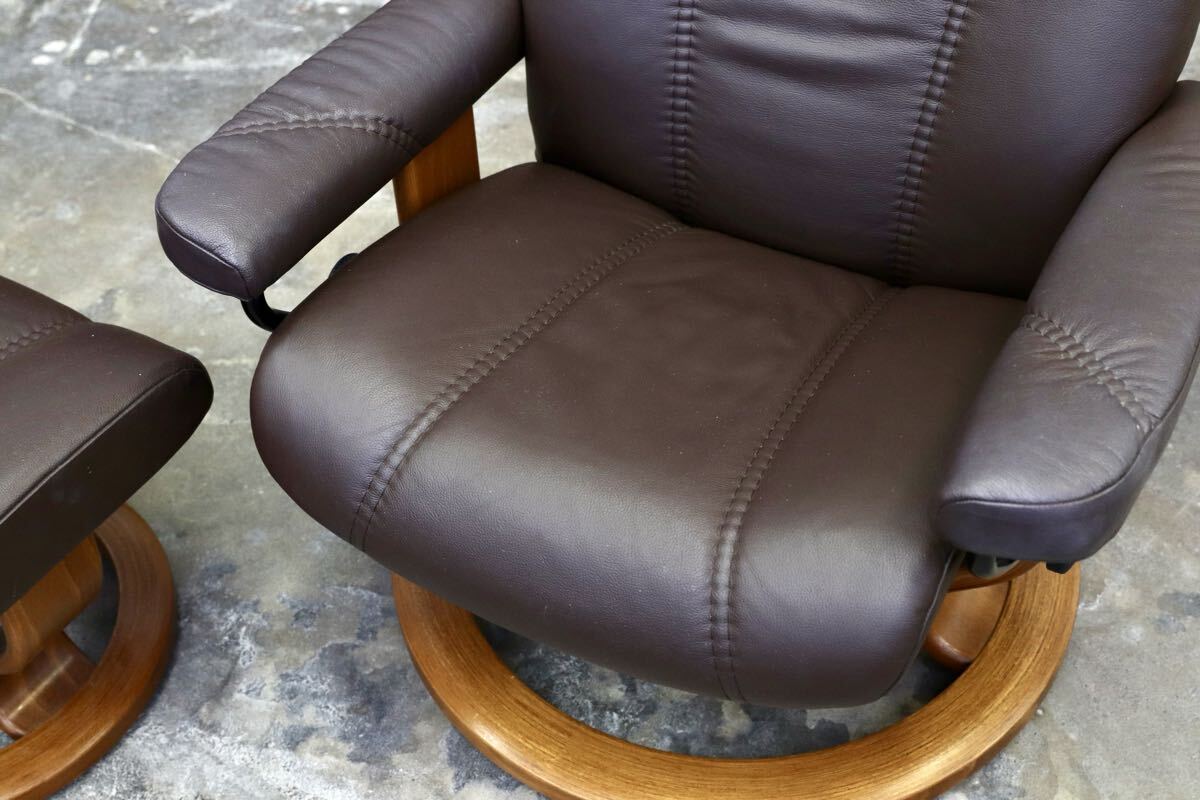 GMJS241○EKORNES / エコーネス Stressless コンサル リクライニングチェア オットマン 本革 ブラウン ノルウェー 北欧家具 約28万