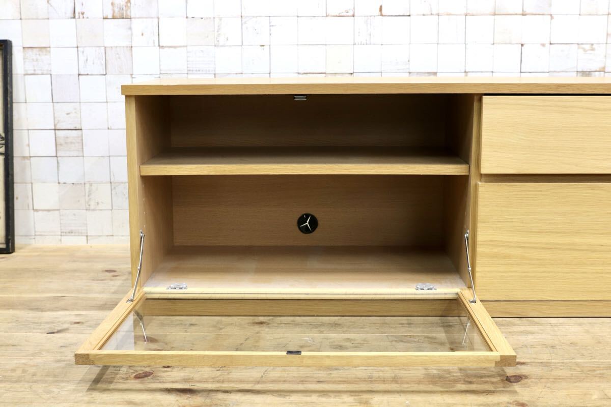 GMJK368○MUJI / 無印良品 木製AVラック オーク材 テレビボード ローボード ガラス扉 ナチュラル