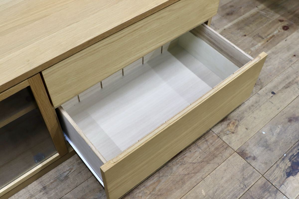 GMJK368○MUJI / 無印良品 木製AVラック オーク材 テレビボード ローボード ガラス扉 ナチュラル