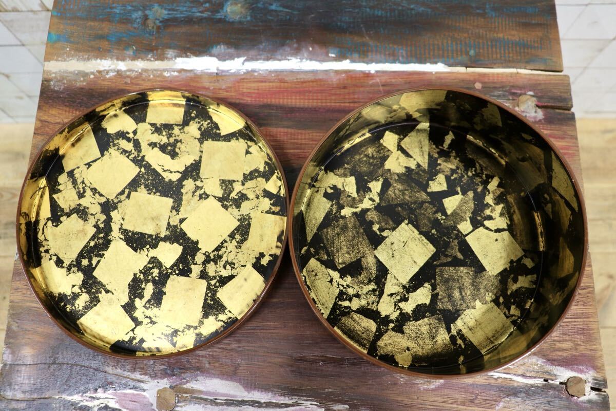 GMJS337B〇岡田表寛 花椿 食籠 蓋付菓子器 漆器 共箱 茶道具 内箔装飾 椿文様 古美術品