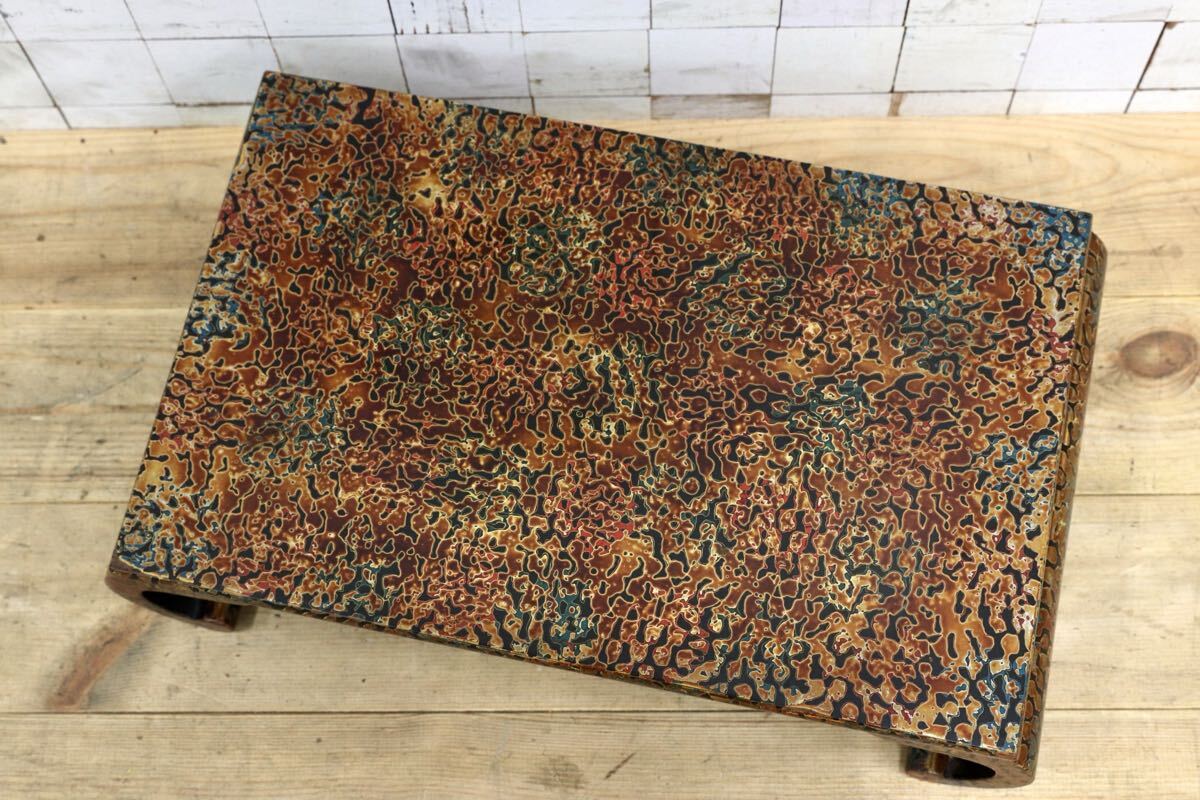 GMJS361Z○伝統工芸 津軽塗 唐塗 巻足花台 漆芸 漆器 花台 飾り台 盆栽台 香炉台 和家具