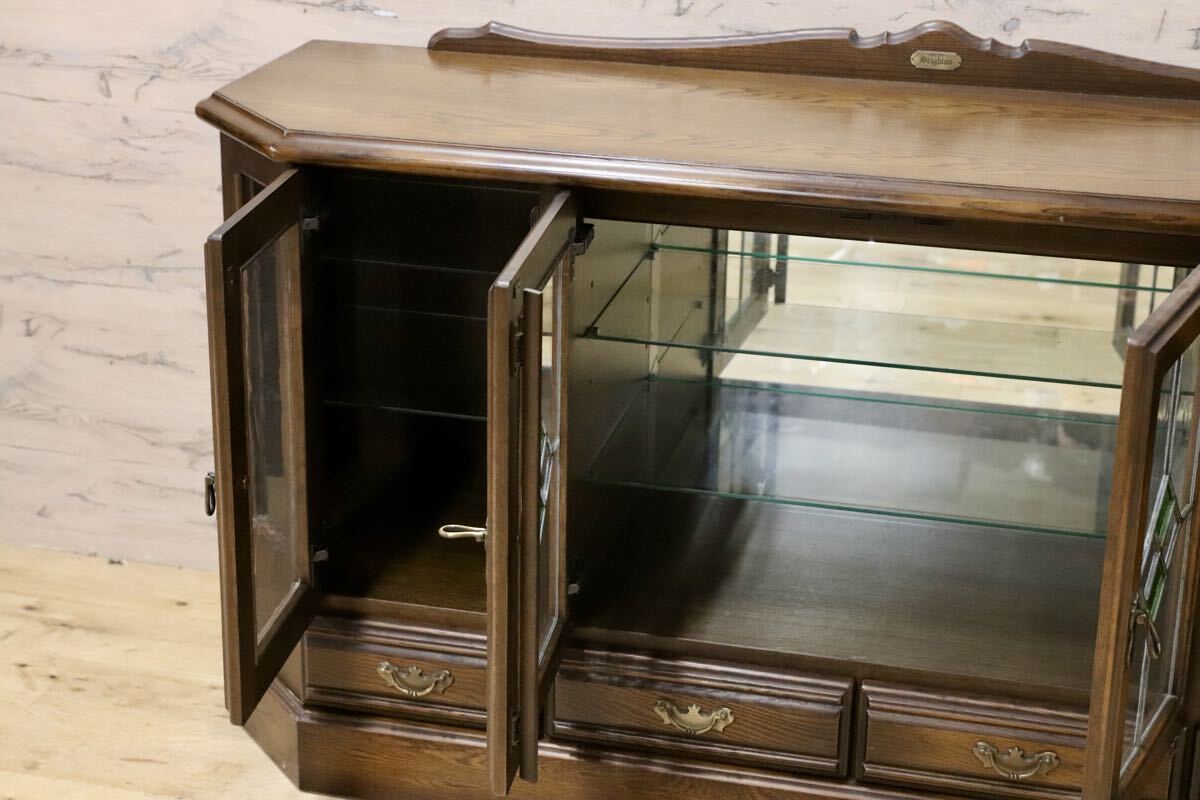 GMJS341○Brighton / ブライトン ステンドグラス サイドボード リビングボード キャビネット 英国アンティーク調 クラシック ヴィンテージ