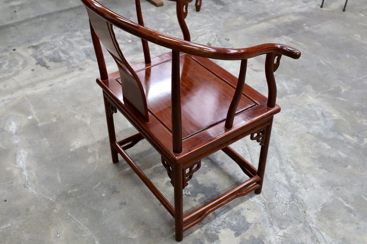 GMJH403B○唐木家具 アームチェア 肘掛け椅子 無垢材 中国美術 高級家具 アジアン ヴィンテージ