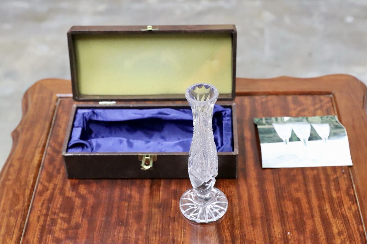 GMJH414A○BOHEMIAN GLASS / ボヘミアガラス EXPO’90 大阪花博 ガスパビリオン記念 クリスタルガラス 一輪挿し 花瓶 フラワーベース