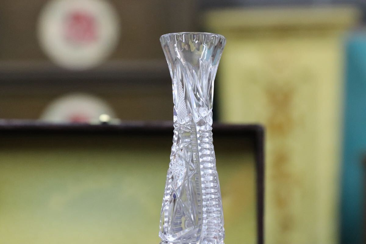 GMJH414A○BOHEMIAN GLASS / ボヘミアガラス EXPO’90 大阪花博 ガスパビリオン記念 クリスタルガラス 一輪挿し 花瓶 フラワーベース