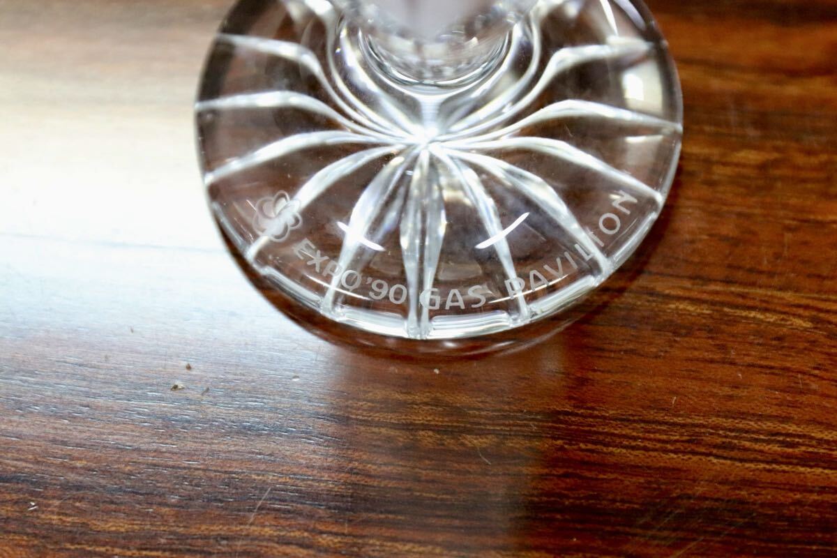 GMJH414A○BOHEMIAN GLASS / ボヘミアガラス EXPO’90 大阪花博 ガスパビリオン記念 クリスタルガラス 一輪挿し 花瓶 フラワーベース