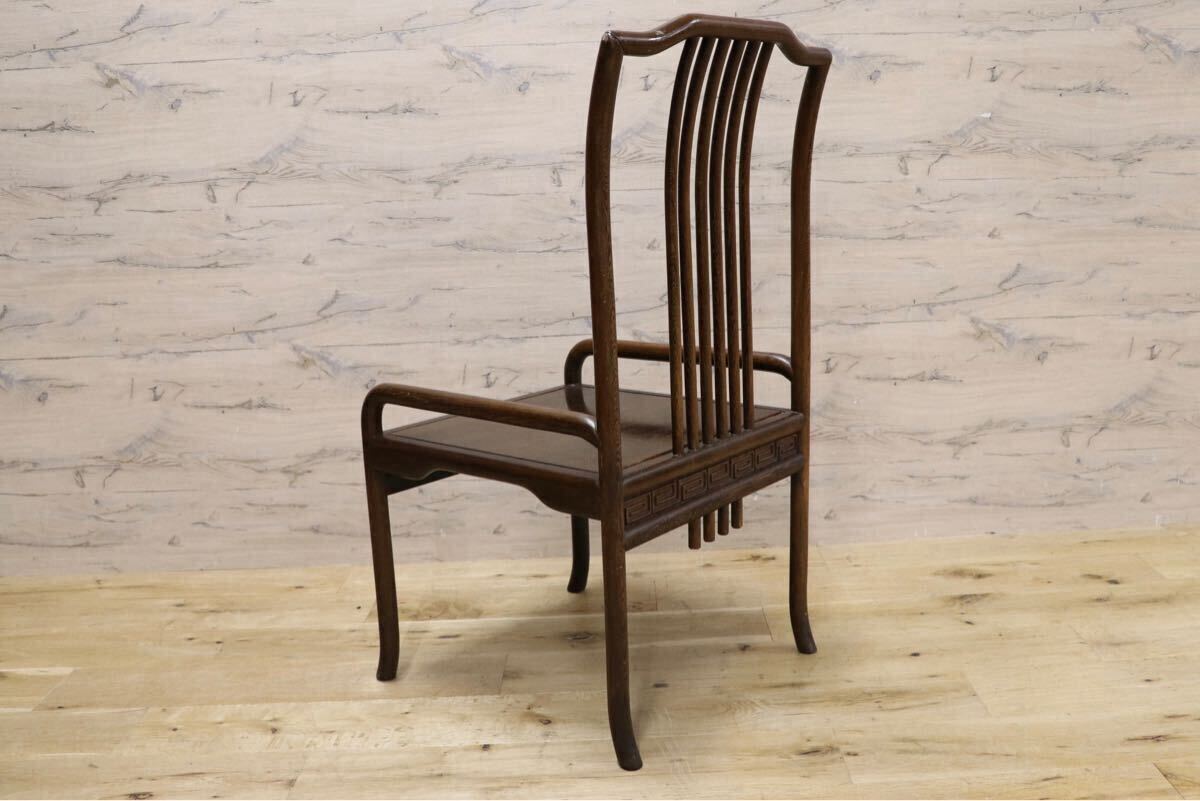GMHS378L○唐木家具 鉄刀木 ダイニングチェア 食卓椅子 セミアームチェア アジアン ヴィンテージ オリエンタル 中国美術 椅子 木製家具